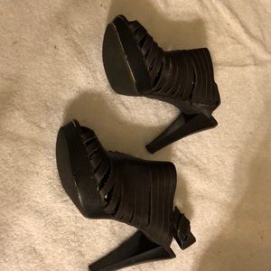Brown leather heels
